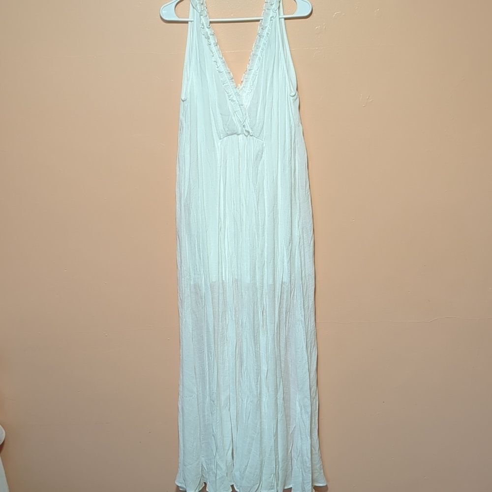 Aakaa Off White Surplice Maxi Dress L - Picture 2 of 11